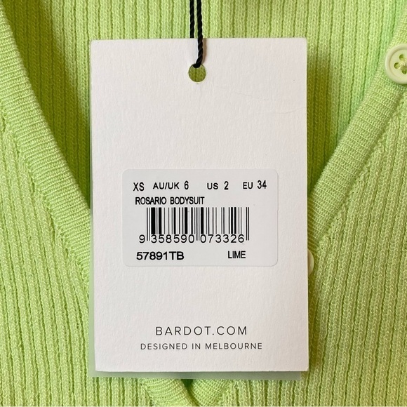 Bardot Rosario Knit Bodysuit In Lime Size XSmall NWT - Picture 9 of 11